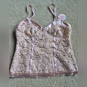 NWT Vintage Rebecca Taylor Light Pink Lace Camisole Top Size 0